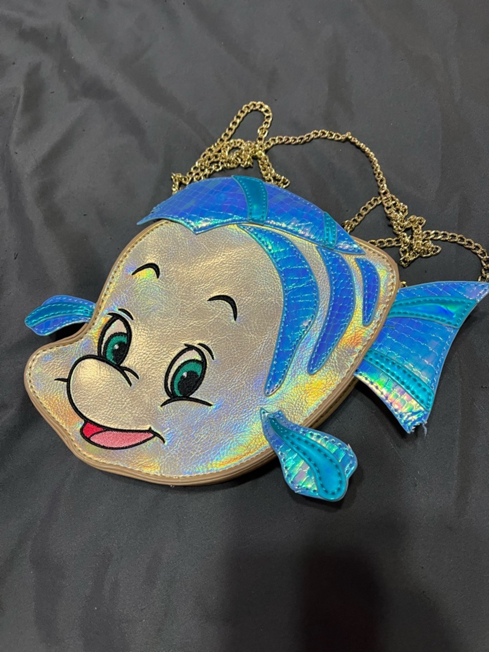 Disney Holographic Blue & Gold Flounder Crossbody Bag